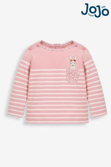JoJo Maman Bébé Pink Bunny Pocket Breton Top (C53834) | £16