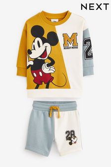 Yellow/Blue Mickey Mouse Colourblock Sweatshirt and Shorts Set (3mths-8yrs) (C53958) | £25 - £29