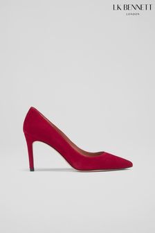 LK Bennett Red Floret Dahlia Suede Pointed Toe Courts