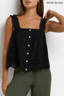 River Island Black Lace Embroidered Cami