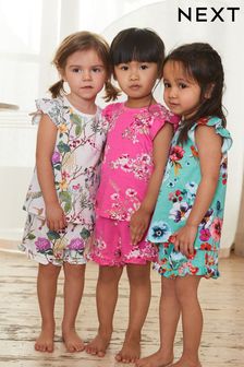Pink/Blue Floral Short Pyjamas 3 Pack (9mths-16yrs) (C54311) | £23 - £34