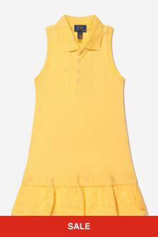 Ralph Lauren Kids Girls Cotton Broderie Anglaise Dress in Yellow