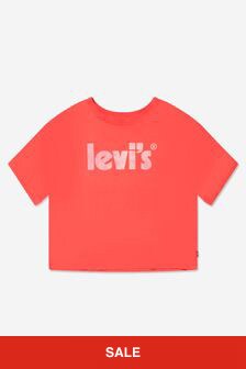 Levis Kidswear Girls Cotton Rolled Short Sleeve T-Shirt in Orange