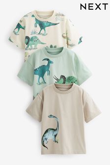 Green Dinosaur Oversized Character Short Sleeve T-Shirts 3 Pack (3mths-7yrs) (C54602) | £19 - £23