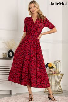 Jolie Moi Red Akayla Printed Jersey Maxi Dress (C54685) | £79