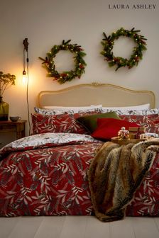 Laura Ashley Winter Red Christmas Robin Duvet Cover and Pillowcase Set (C54707) | £40 - £75