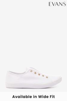 Evans White Wide Fit Laceless Trainers