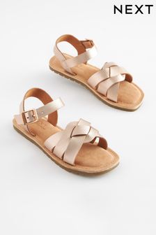 Rose Gold Standard Fit (F) Woven Leather Sandals (C56355) | £23 - £30
