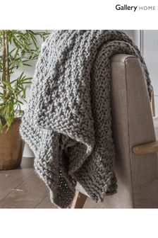 Gallery Home Grey Moss Chunky Knitted Throw