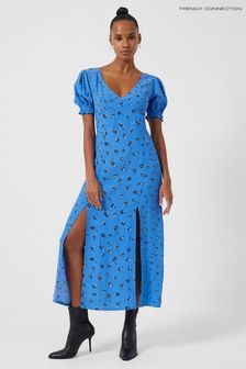French Connection Blue Bhelle Collet Crepe Midi Dress (C58586) | £95