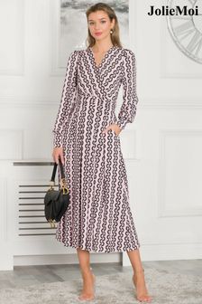Jolie Moi Pink Nancy Long Sleeve Maxi Dress