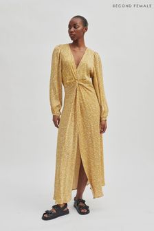 Second Female Brown/Yellow Rattan Maxi Dress (C58703) | £165