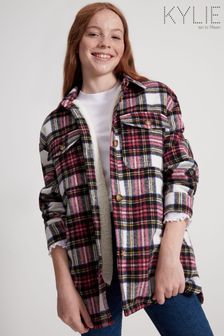 Kylie Teen Cream Check Teddy Borg Lined Shacket (C59353) | £36