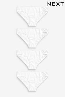 White Bikini Cotton Rich Knickers 4 Pack (C59366) | £9