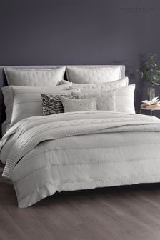 Donna Karan Silver Silky Stripe Duvet Cover