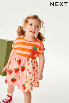 Red Strawberry Short Sleeve Drop Hem Jersey Dress (3mths-7yrs) (C59554) | £8.50 - £10.50