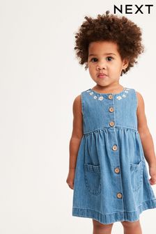 Blue Button Front Cotton Dress (3mths-8yrs) (C59924) | £12 - £15