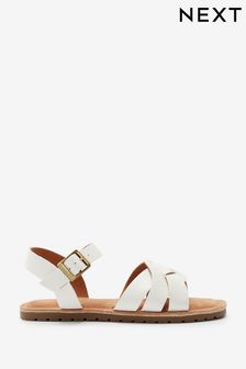 White Standard Fit (F) Woven Leather Sandals (C59932) | £23 - £30