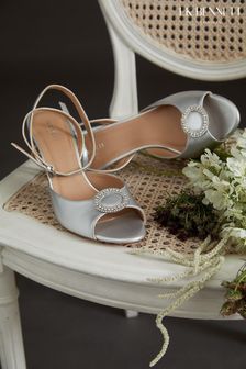 L.K.Bennett Belle Silver Leather Wedding Shoes