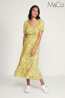 M&Co Yellow Shirred Gypsy Midi Dress (C62157) | £49