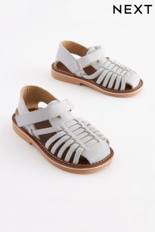 White Standard Fit (F) Leather Sandals (C62314) | £26 - £30