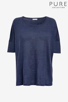 Pure Collection Blue Linen T-Shirt