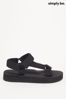 Simply Be Black Buckle Active Sandal With Classic Outsole