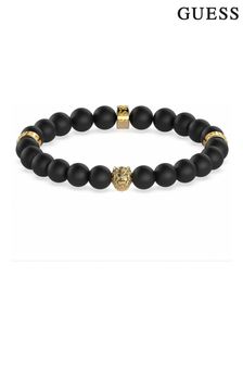 Guess Jewellery Gents Lion King Black Beads Bracelet (C63947) | £49