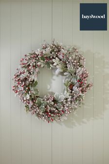 Bayswood Green Frosted Wreath 65cm