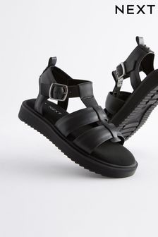 Black Chunky Sandals (C64037) | £22 - £26