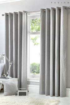 Fusion Silver Sorbonne Eyelet Curtains