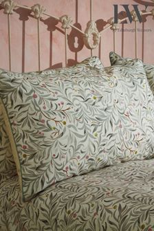 EW by Edinburgh Weavers Set of 2 Eucalyptus Malory English Floral Luxury Cotton Slub Cord Pipe Pillowcases