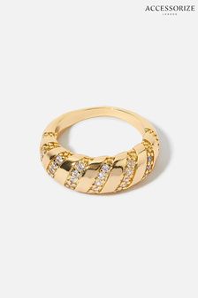 Accessorize Gold-Plated Sparkle Croissant Ring