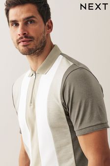 Neutral/Brown Vertical Block Polo Shirt (C66753) | £30