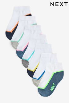 White/Blue Cushioned Footbed Trainer Socks 7 Pack (C67002) | £8.50 - £10.50