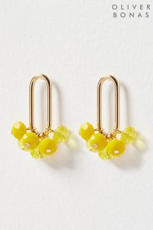 Oliver Bonas Yellow Aurelia Bead Cluster Oval Stud Earrings