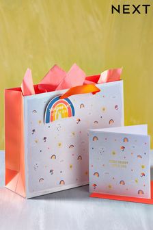 Neon New Baby Card and Gift Bag Bundle (C69020) | £4