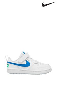 Nike White/Bright Blue Junior Court Borough Low Trainers (C6L907) | £35