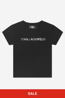 Karl Lagerfeld Girls Black Logo Print T-Shirt