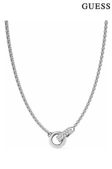 Guess Jewellery Ladies Silver Tone Embrace Crystal Link Necklace (C70457) | £49