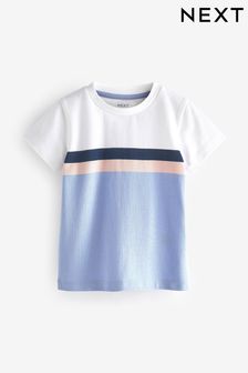 Blue/Pink Pique Jersey Short Sleeve Colourblock T-Shirt (3mths-7yrs) (C71630) | £6.50 - £8.50