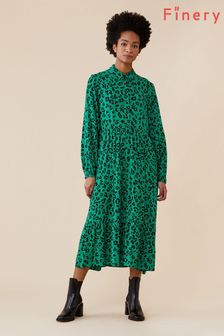 Finery Kalia Green Animal Dress
