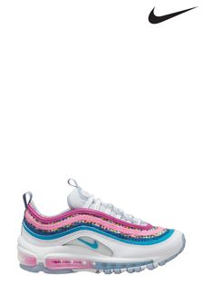 Nike kommen White/Pink Air Max 97 SE Youth Trainers (C72068) | £105