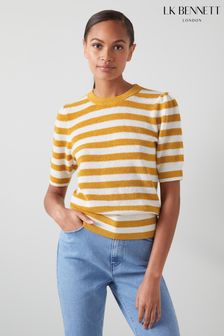 L.K.Bennett Madison Cream/Gold Lurex Stripe Knitted Top