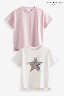 Mint Velvet Ecru/Pink Star T-Shirts Multipack (C72985) | £22 - £26
