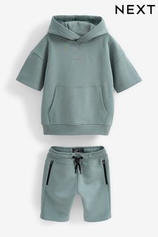 Mineral Grey Short Sleeve Hoodie and Shorts Set (3-16yrs) (C73055) | £21 - £29