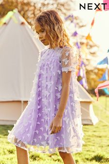 Lilac Purple 3D Butterfly Party Dress (3-16yrs) (C73305) | £26 - £32