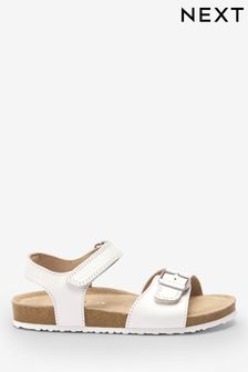 White Leather Standard Fit (F) Corkbed Sandals (C73318) | £18 - £25