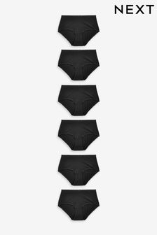 Black Full Brief Cotton Blend Knickers 6 Pack (C73325) | £15