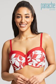 Panache Swim Red Botanical Oasis Wired Bandeau Bikini Top (C73437) | £40
